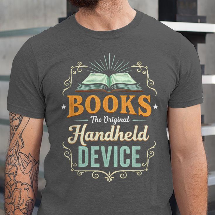 Books The Original Handheld Device Unisex Jersey T-Shirt Books The Original Handheld Device Unisex Jersey T-Shirt