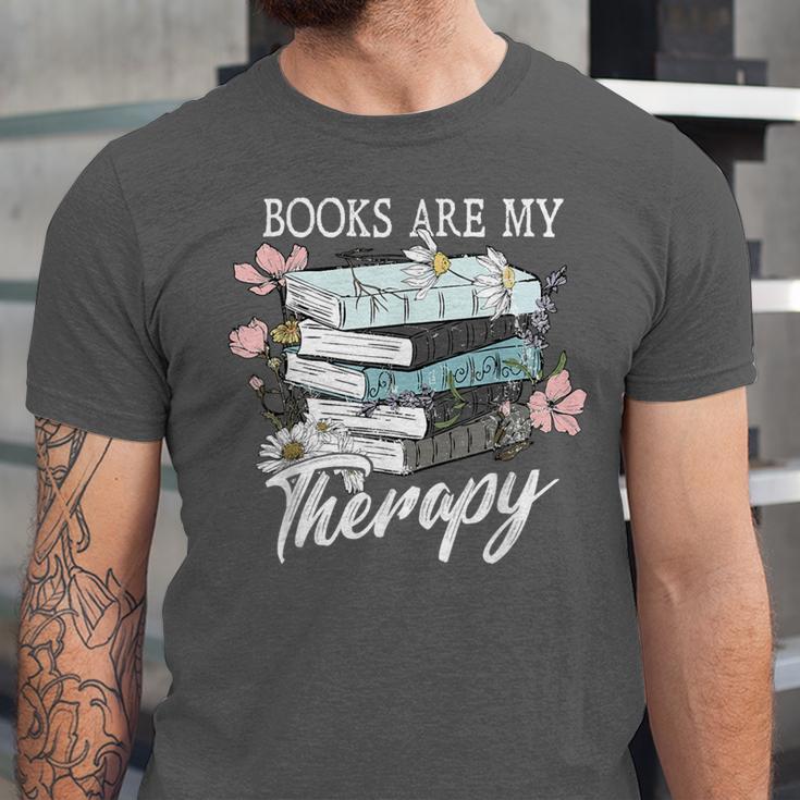 Books Are My Therapy Summer Reading Book Lovers Unisex Jersey T-Shirt