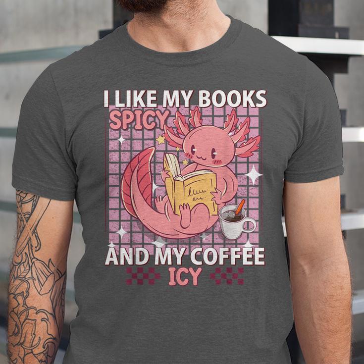 I Like My Books Spicy And My Coffee Icy Librarian Unisex Jersey T-Shirt