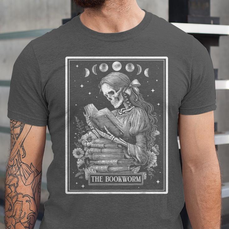 The Bookworm Book Reader Reading Tarot Card Witchy Moon Unisex Jersey T-Shirt