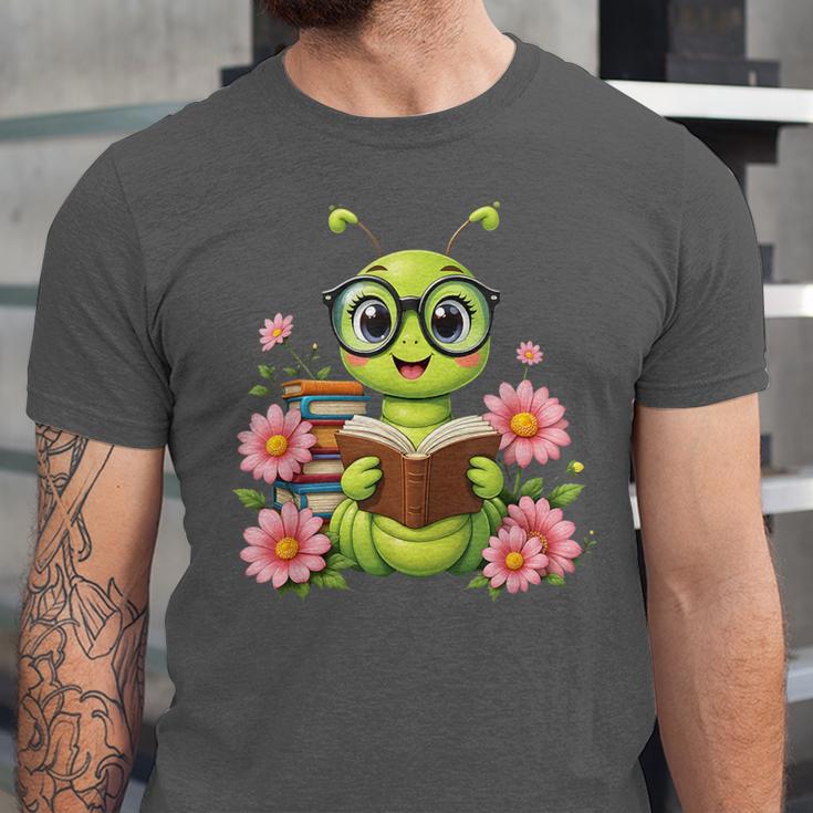 Bookworm Costume Kawaii Reading Worm For World Book Day Unisex Jersey T-Shirt