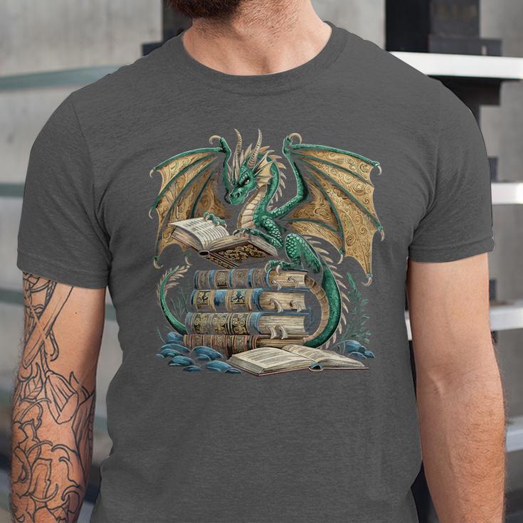 Bookworm Dragons Reading Book Dragons And Books Unisex Jersey T-Shirt