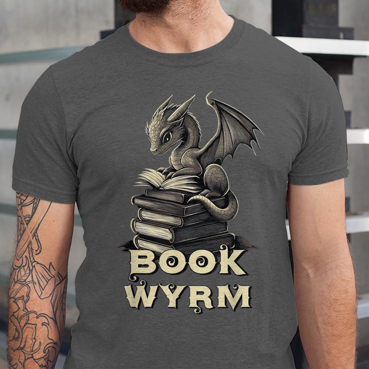 Bookwyrm Dragon Fantasy Bookish Fairytale Book Lover Unisex Jersey T-Shirt