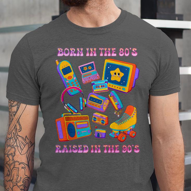 Born In The 80s Raised In The 90s Nostalgia Retro Memories Unisex Jersey T-Shirt