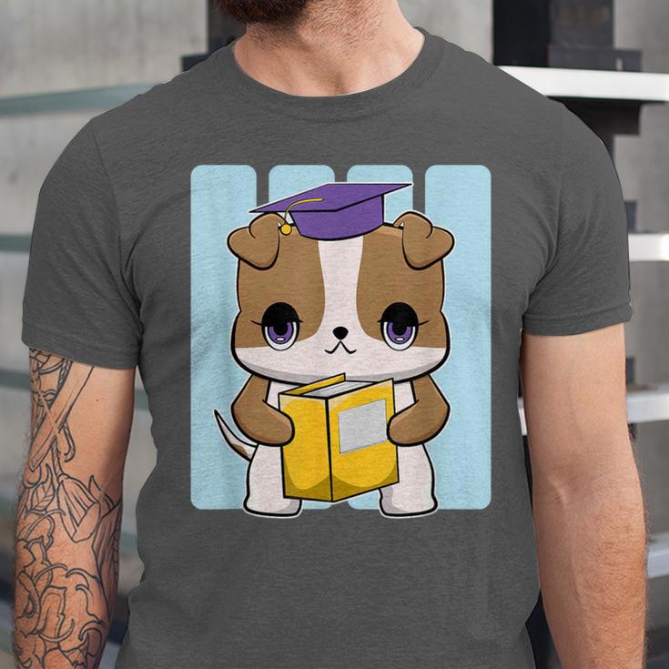 Bulldog Anime Pup Graduation Unisex Jersey T-Shirt