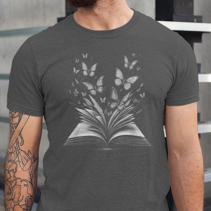 Butterflies And Book Lovers Reading Bookworm Unisex Jersey T-Shirt