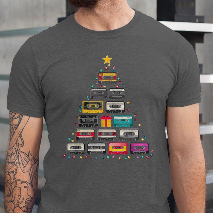 Cassette Tape Christmas Tree Graphic 80s 90s Retro Nostalgia Unisex Jersey T-Shirt