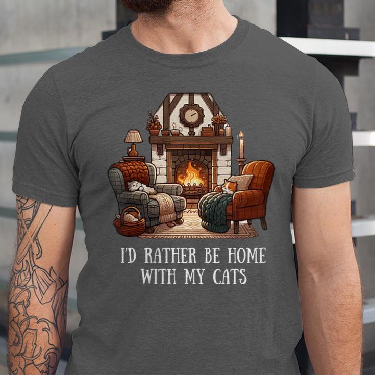 Cat Lover I'd Rather Be Home With My Cats Introvert Cozy Unisex Jersey T-Shirt Cat Lover I'd Rather Be Home With My Cats Introvert Cozy Unisex Jersey T-Shirt