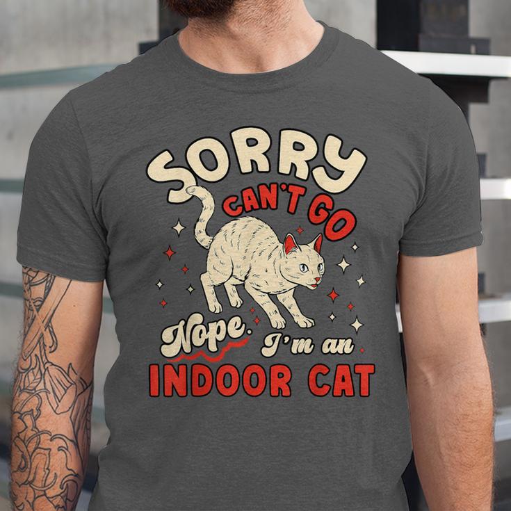 Cat Lover Sorry Cant Go Im An Indoor Introvert Cat Mom Unisex Jersey T-Shirt