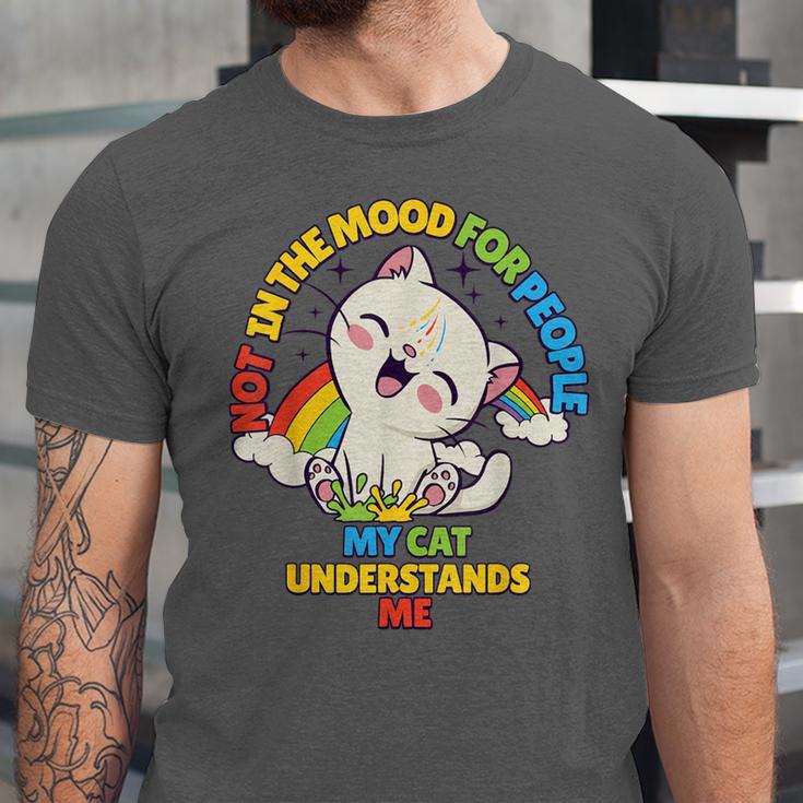 Cat Mom Loves Cats Dad Not In The Mood For People Introvert Unisex Jersey T-Shirt