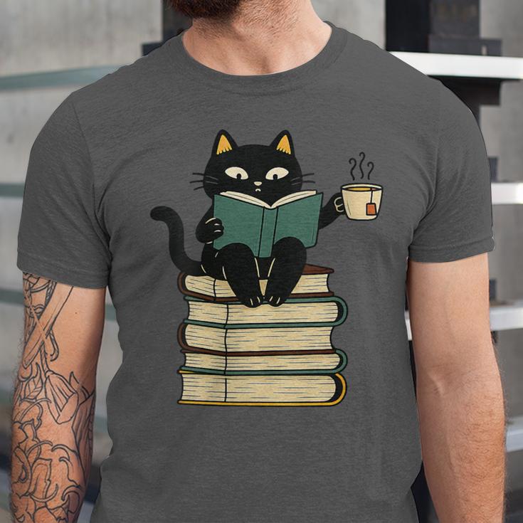 Cat Reading Book Unisex Jersey T-Shirt Cat Reading Book Unisex Jersey T-Shirt