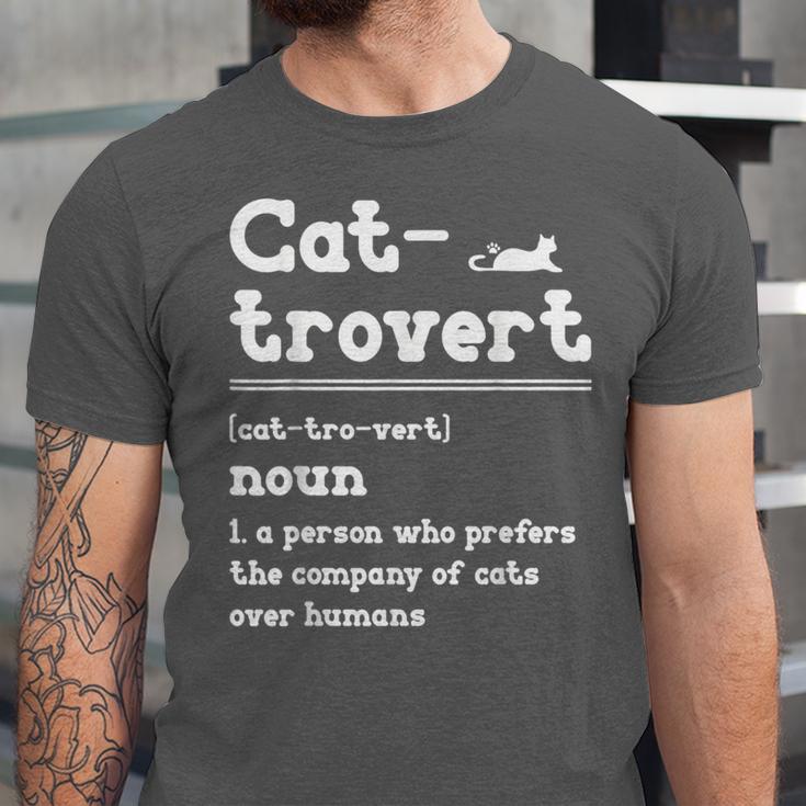 Cat-Trovert Definition Cat Introvert Pet Lover Unisex Jersey T-Shirt