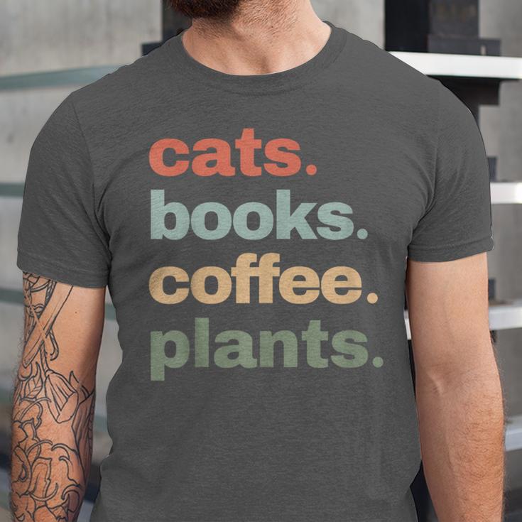 Cats Books Coffee Plants Gardening Mama Mom Mothers Unisex Jersey T-Shirt Cats Books Coffee Plants Gardening Mama Mom Mothers Unisex Jersey T-Shirt