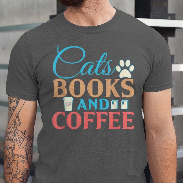 Cats Books And Coffee Unisex Jersey T-Shirt