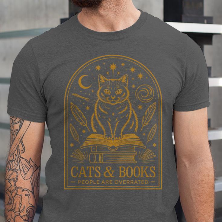Cats And Books Because People Are Overrated Unisex Jersey T-Shirt