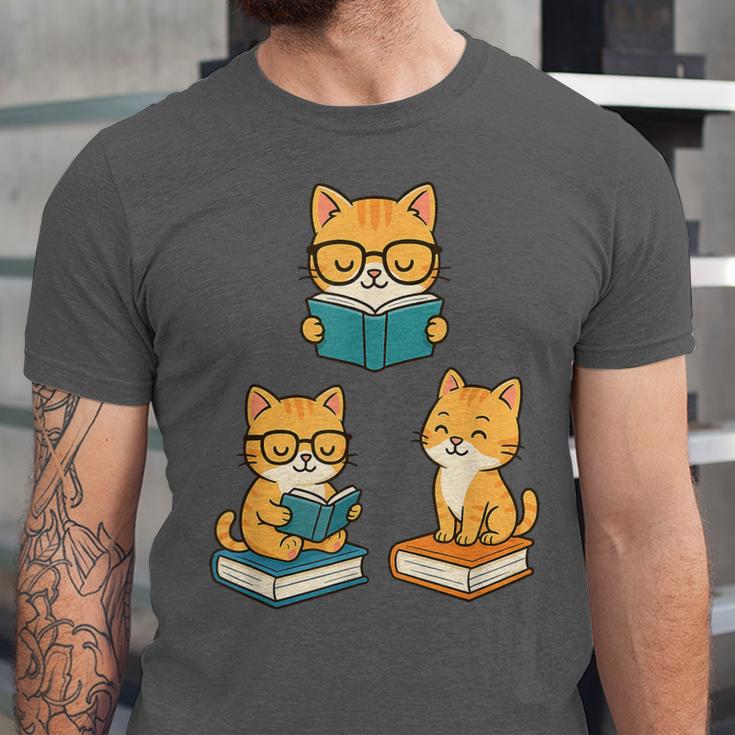 Cats Reading Book Lover Reading Bookworm Reader Unisex Jersey T-Shirt