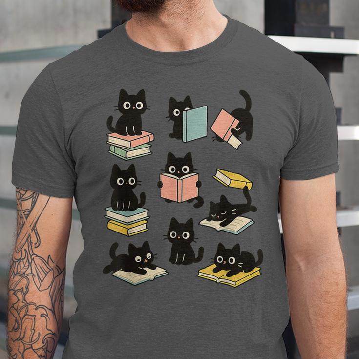 Cats Reading Books Cat Lover Unisex Jersey T-Shirt