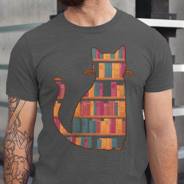 Cats Reading Books Librarian Library Readers Unisex Jersey T-Shirt