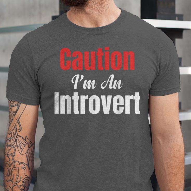 Caution I'm An Introvert Sarcastic Geek Video Gamer Jokes Unisex Jersey T-Shirt Caution I'm An Introvert Sarcastic Geek Video Gamer Jokes Unisex Jersey T-Shirt