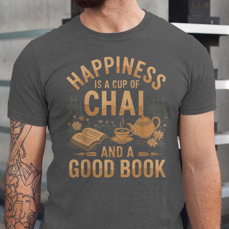 Chai And A Good Book Lover Reading Chai Tea Chai Latte Unisex Jersey T-Shirt Chai And A Good Book Lover Reading Chai Tea Chai Latte Unisex Jersey T-Shirt