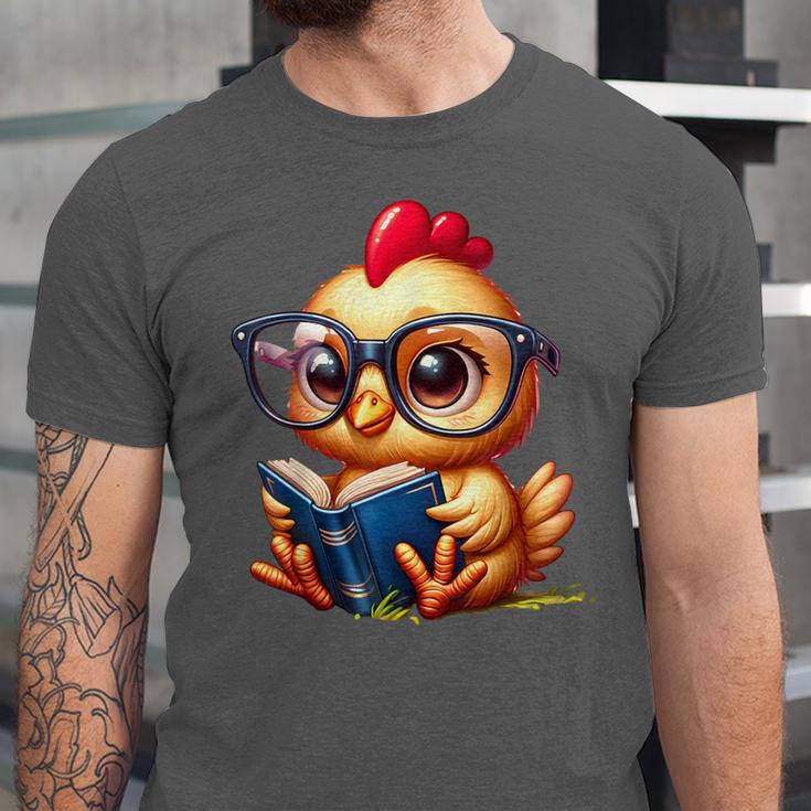 Chicken Reading a Book Farm Animal Chick Unisex Jersey T-Shirt Chicken Reading a Book Farm Animal Chick Unisex Jersey T-Shirt