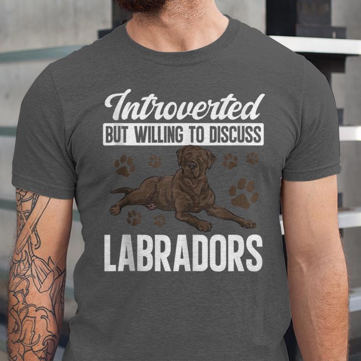 Chocolate Lab Dog Introvert Chocolate Labrador Retriever Unisex Jersey T-Shirt