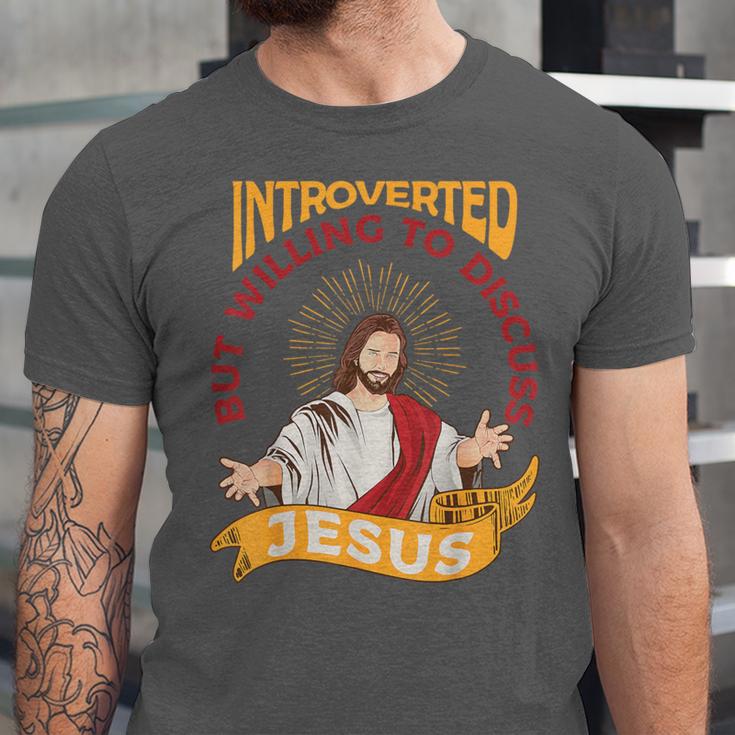 Christian Jesus Religious Sayings Catholic Introvert Unisex Jersey T-Shirt Christian Jesus Religious Sayings Catholic Introvert Unisex Jersey T-Shirt