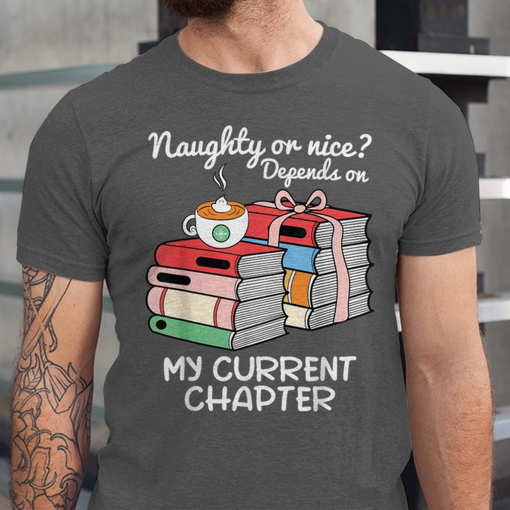 Christmas Book Lovers Naughty Or Nice Unisex Jersey T-Shirt Christmas Book Lovers Naughty Or Nice Unisex Jersey T-Shirt
