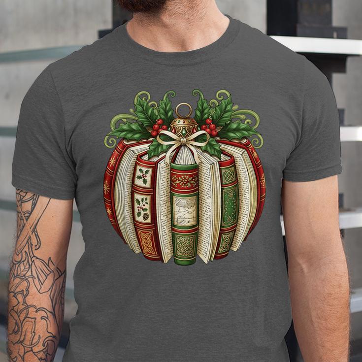 Christmas Book Ornament Bookworm Book Lover Men Women Unisex Jersey T-Shirt