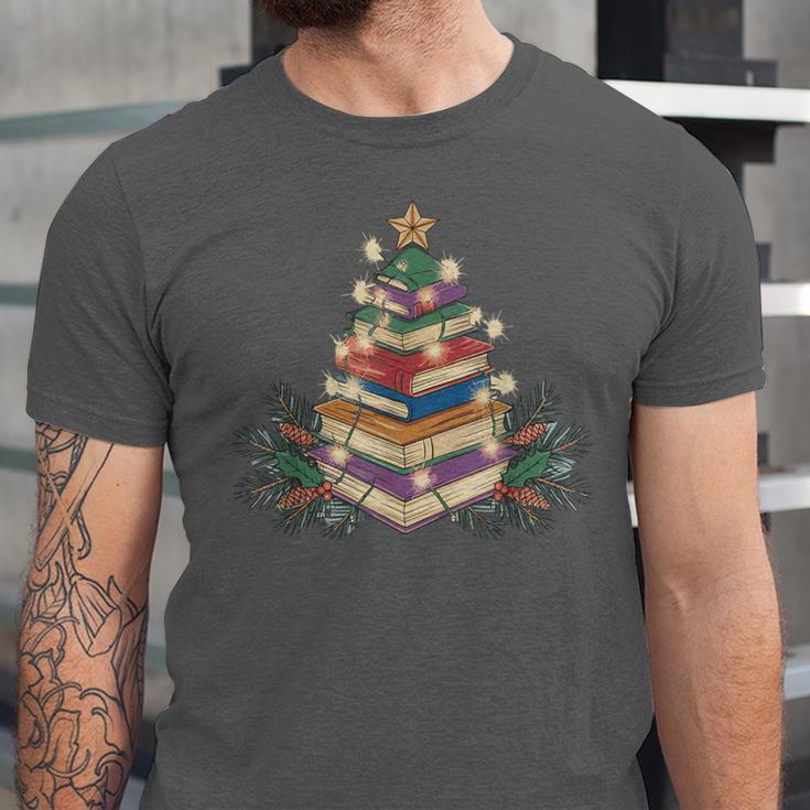 Christmas Book Reading Reader Xmas Bibliophile -Adult Christmas Tree Book Modern Unisex Jersey T-Shirt Christmas Book Reading Reader Xmas Bibliophile -Adult Christmas Tree Book Modern Unisex Jersey T-Shirt