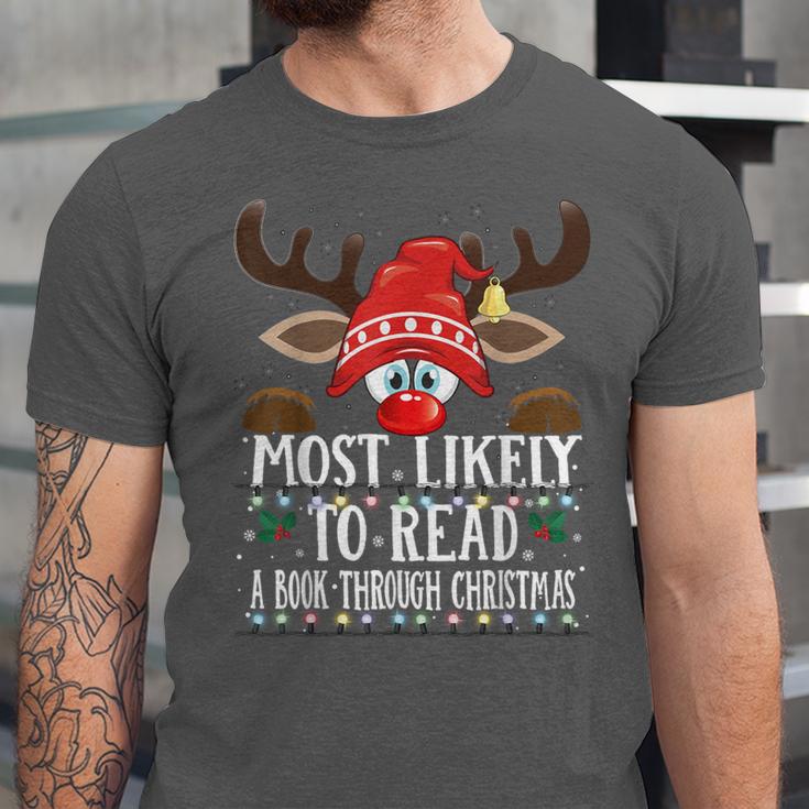 Christmas Matching Most Likely To Read A Book PJS Unisex Jersey T-Shirt