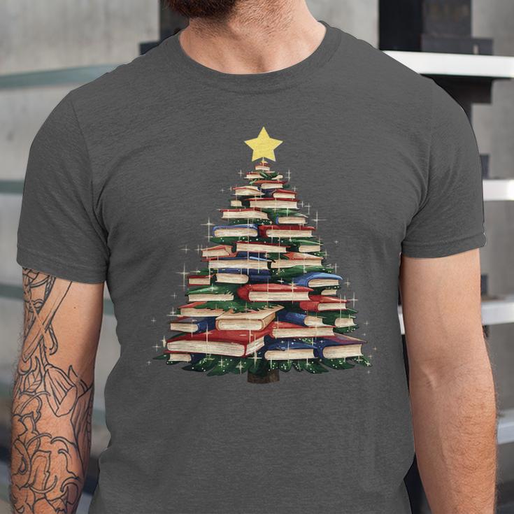 Christmas Tree Books Book Reading Bookworm Unisex Jersey T-Shirt