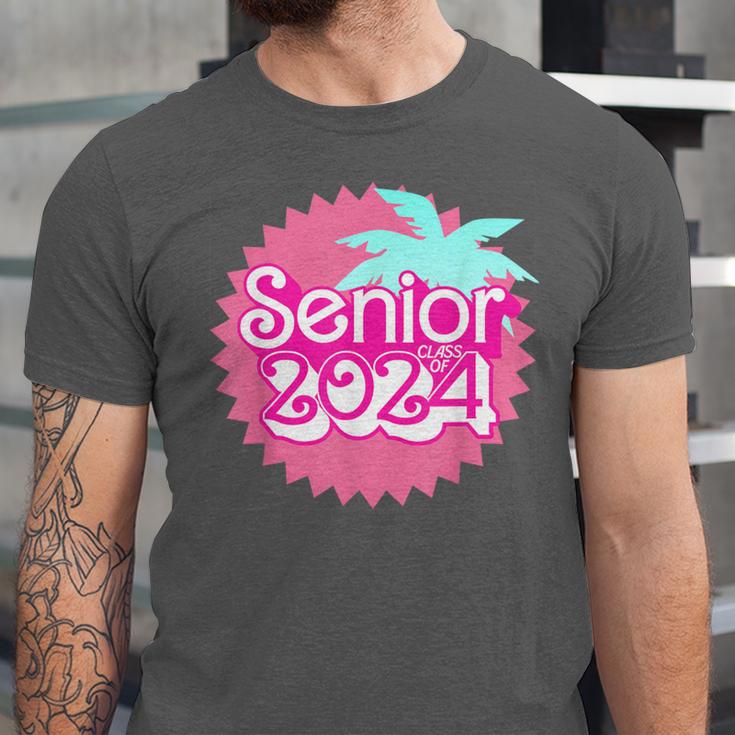Class Of 2024 Senior Pink Retro Classic Girl Grad Graduation Unisex Jersey T-Shirt