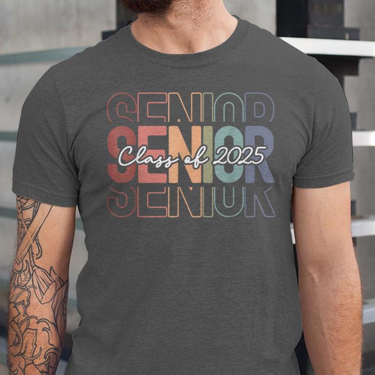 Class Of 2025 Senior 2025 Graduation Leopard Retro Rainbow Unisex Jersey T-Shirt