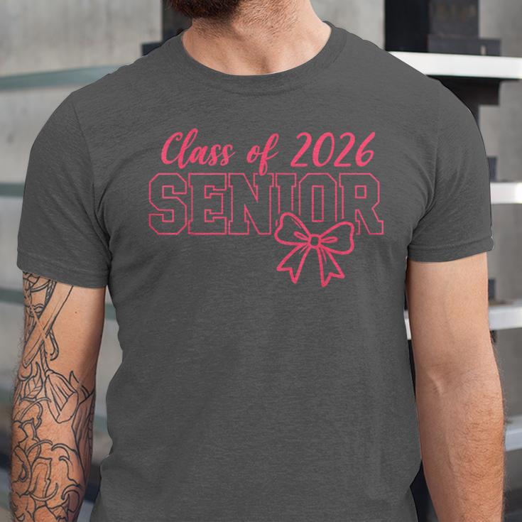 Class Of 2026 Pink Coquette Bow Cap Senior 2026 Graduation Unisex Jersey T-Shirt