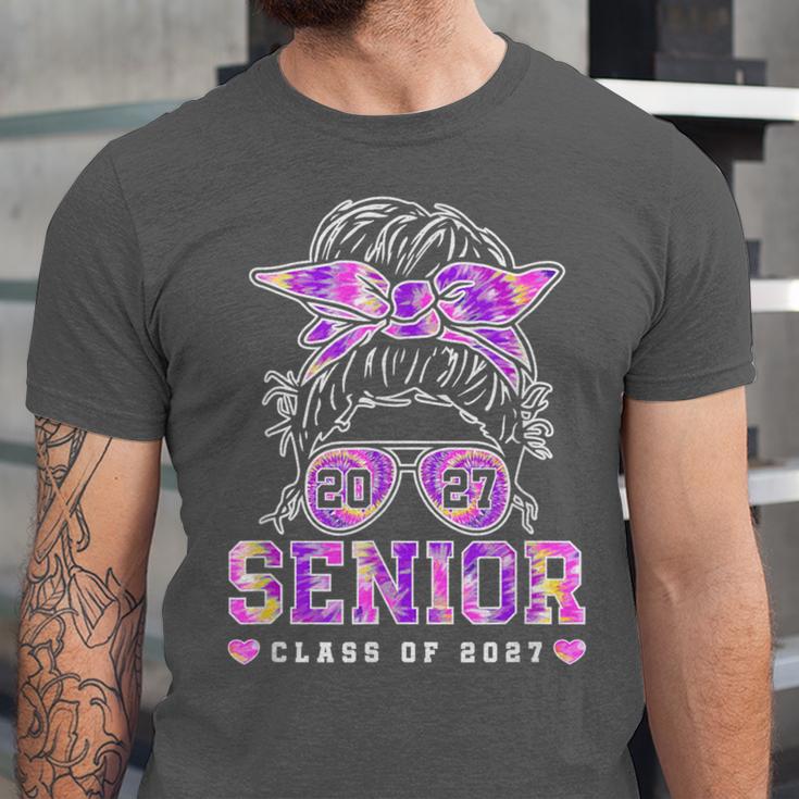 Class Of 2027 Senior Coquette Bow Messy Hair 26 Graduation Unisex Jersey T-Shirt