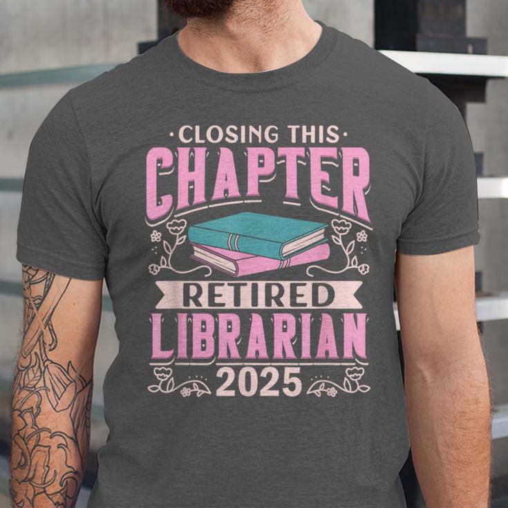 Closing This Chapter Retired Librarian 2025 Book Retirement Unisex Jersey T-Shirt