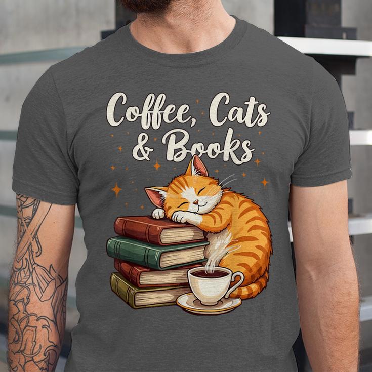 Coffee Cats & Books Lover For Women & Girls Coffee Unisex Jersey T-Shirt