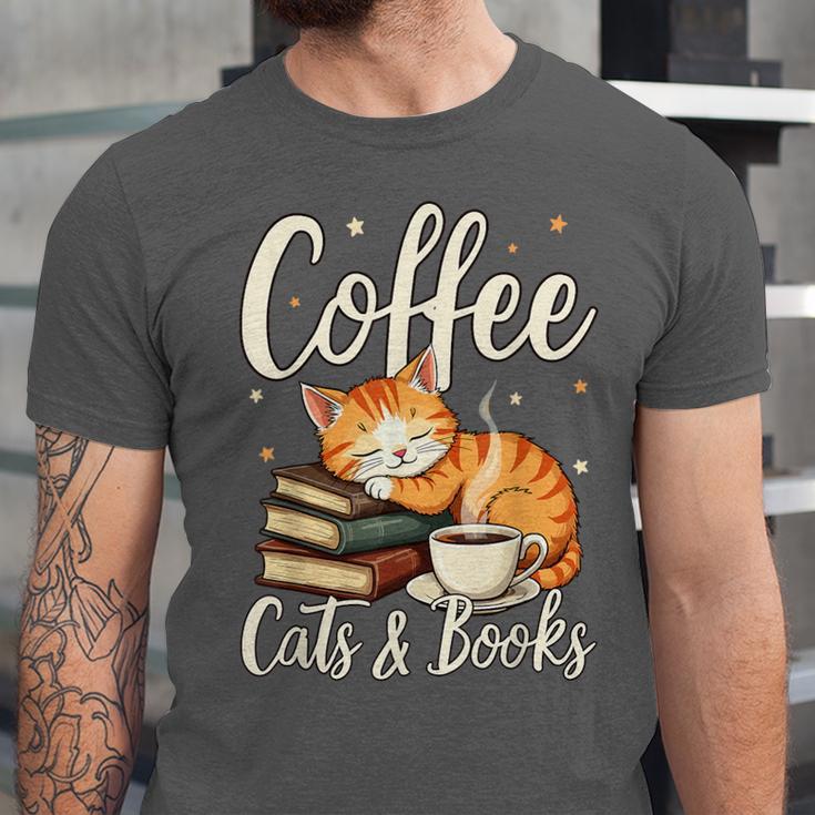 Coffee Cats And Books Lover For Women & Men Coffee Unisex Jersey T-Shirt