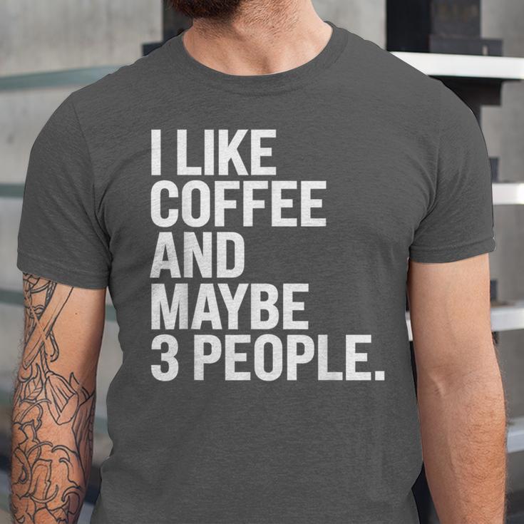 I Like Coffee Introvert Coffee Lovers Sarcastic Humor Unisex Jersey T-Shirt I Like Coffee Introvert Coffee Lovers Sarcastic Humor Unisex Jersey T-Shirt