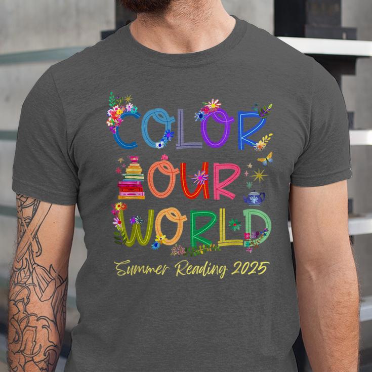 Color Our World Summer Reading 2025 Boho Wildflower Book Unisex Jersey T-Shirt