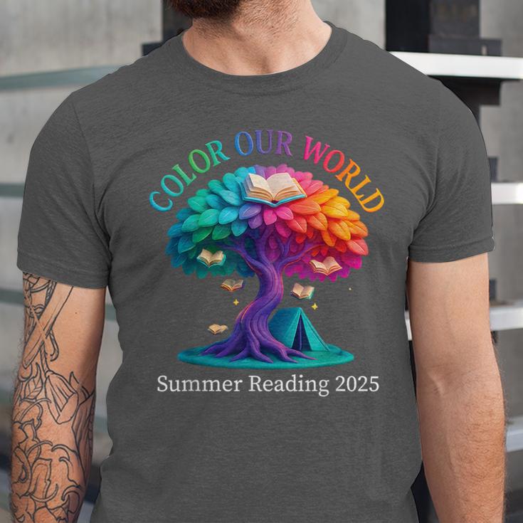 Color Our World Summer Reading 2025 Tree Book Lover Camping Unisex Jersey T-Shirt