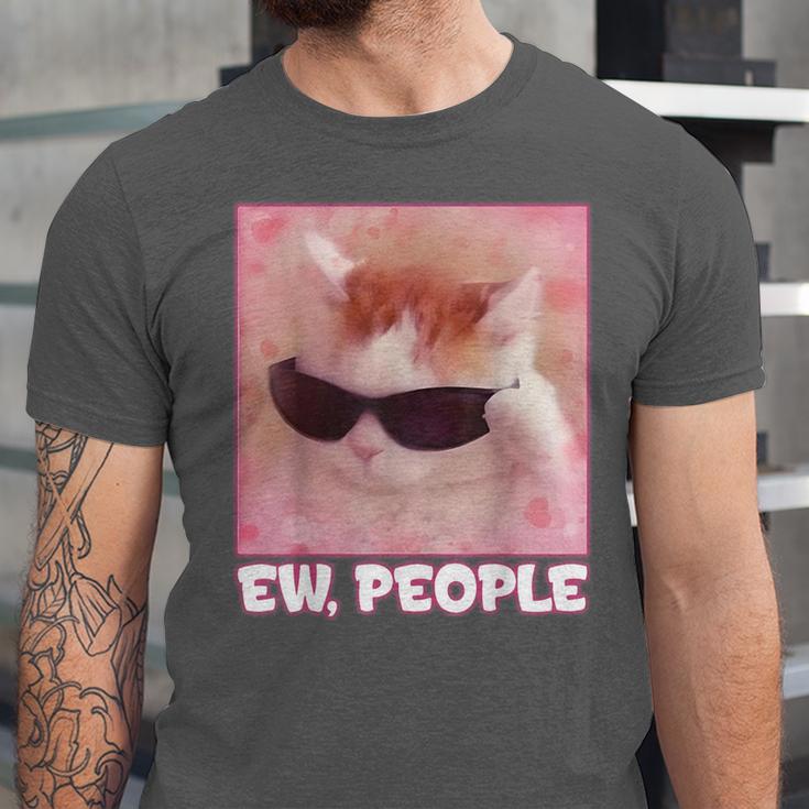 Cool Cat Meme Ew People Anti Social Introvert Cute Cat Unisex Jersey T-Shirt Cool Cat Meme Ew People Anti Social Introvert Cute Cat Unisex Jersey T-Shirt