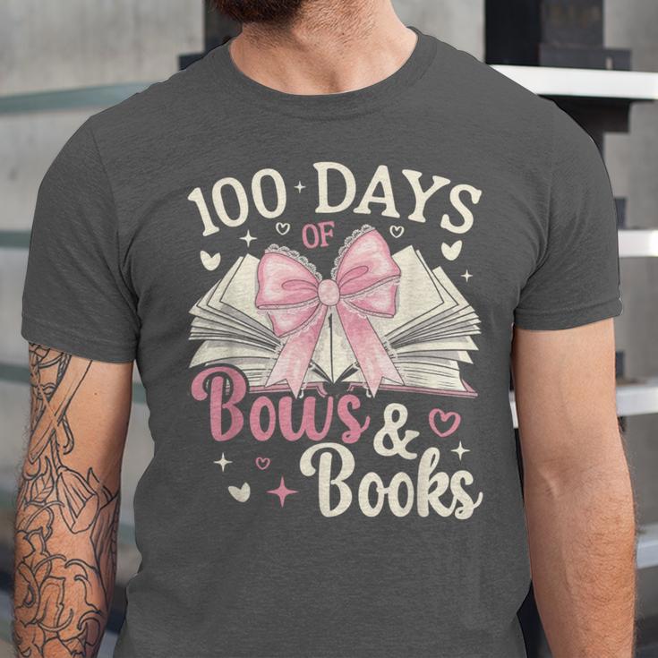 Coquette 100 Days Of Bows Books Reading 100th Day Of School Unisex Jersey T-Shirt