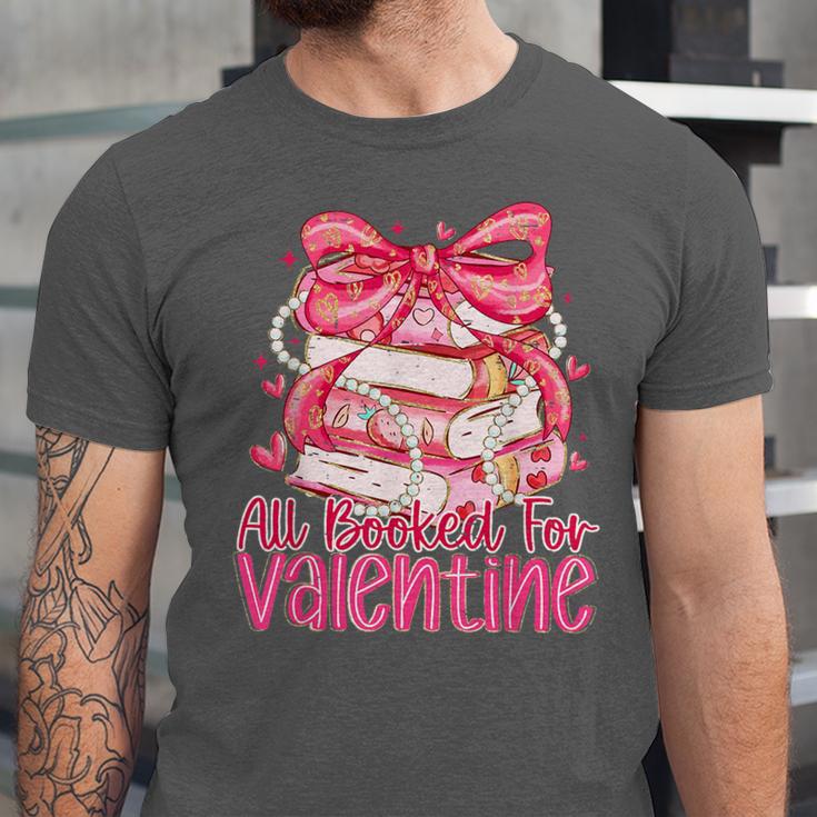 Coquette Bow All Booked For Valentines Teacher Book Unisex Jersey T-Shirt Coquette Bow All Booked For Valentines Teacher Book Unisex Jersey T-Shirt