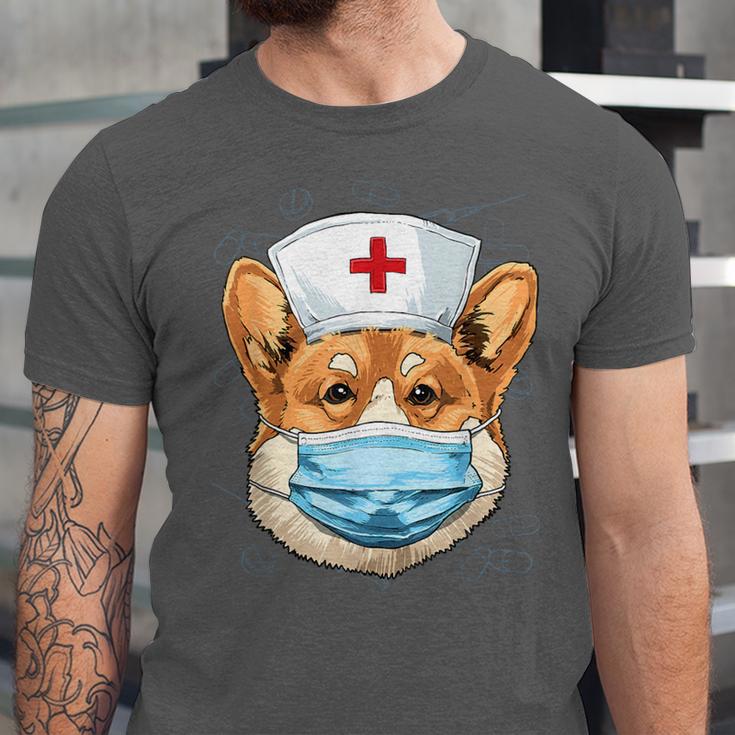 Corgi Dog Nurse RN Nursing School Graduation Unisex Jersey T-Shirt