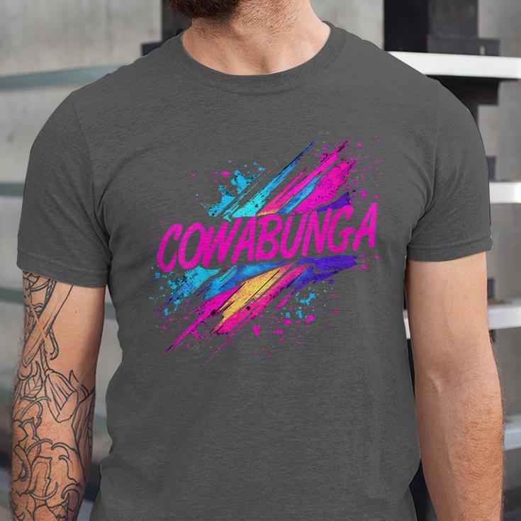 Cowabunga Retro 80s 90s Nostalgia Slang Neon Grunge Art Unisex Jersey T-Shirt
