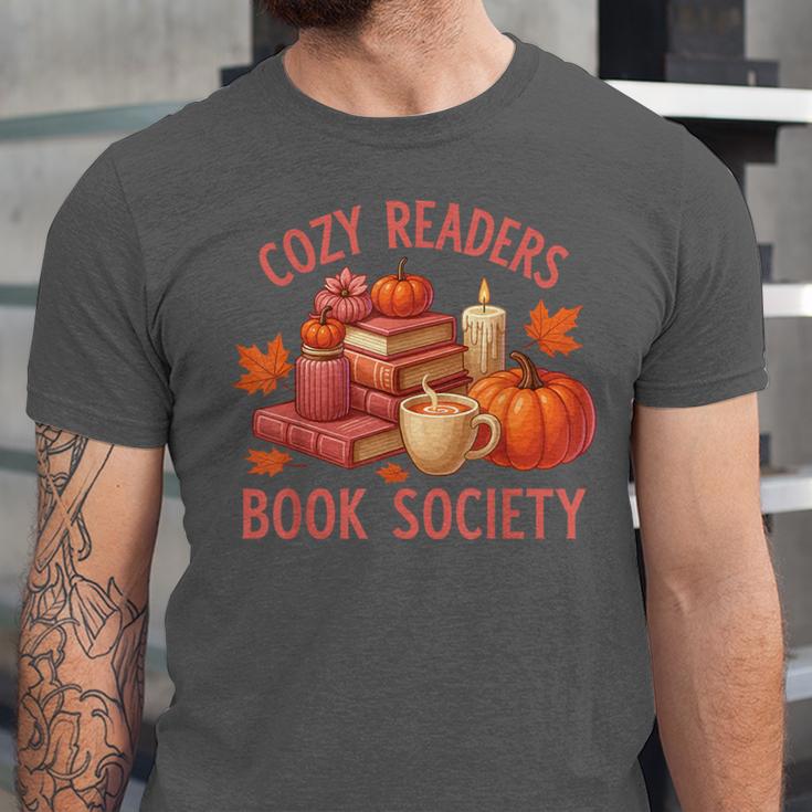 Cozy Readers Book Society Teacher Reading Floral Pumpkin Tee Unisex Jersey T-Shirt