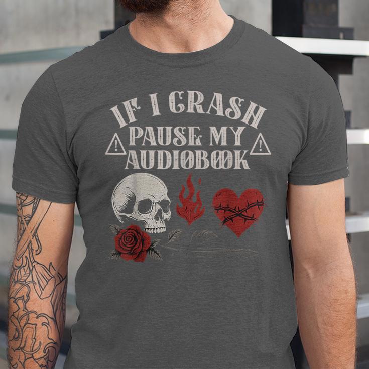 If I Crash Pause My Audiobook Lovers Dark Romance Spicy Book Unisex Jersey T-Shirt If I Crash Pause My Audiobook Lovers Dark Romance Spicy Book Unisex Jersey T-Shirt