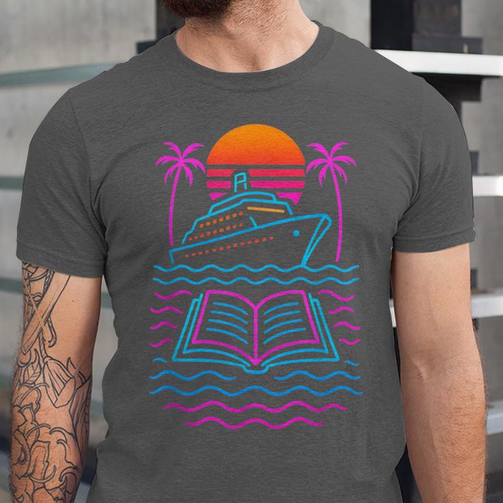 Cruise Ship Vacations Reading Book Lovers Sunset Unisex Jersey T-Shirt